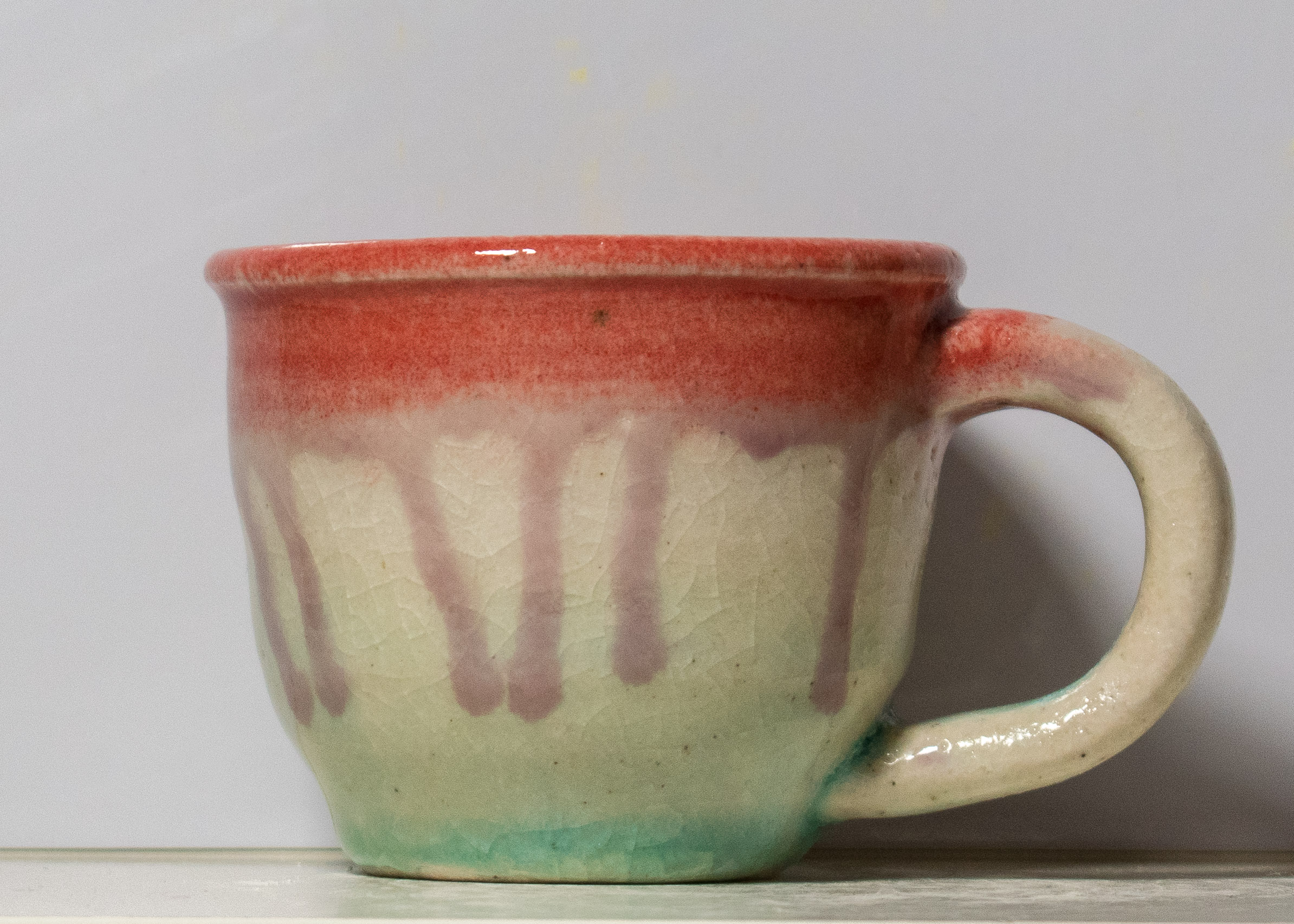 Small Red Rim and Teal Mug